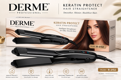 DERME Keratin Protect Hair Straightener R-2152 | Tourmaline Ceramic Plates ✨